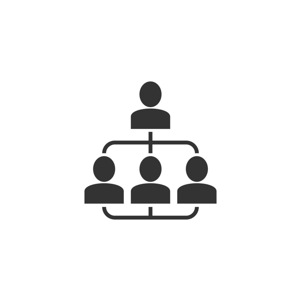 Corporate organization chart with business people vector icon in flat style. People cooperation illustration on white background. Teamwork business concept.