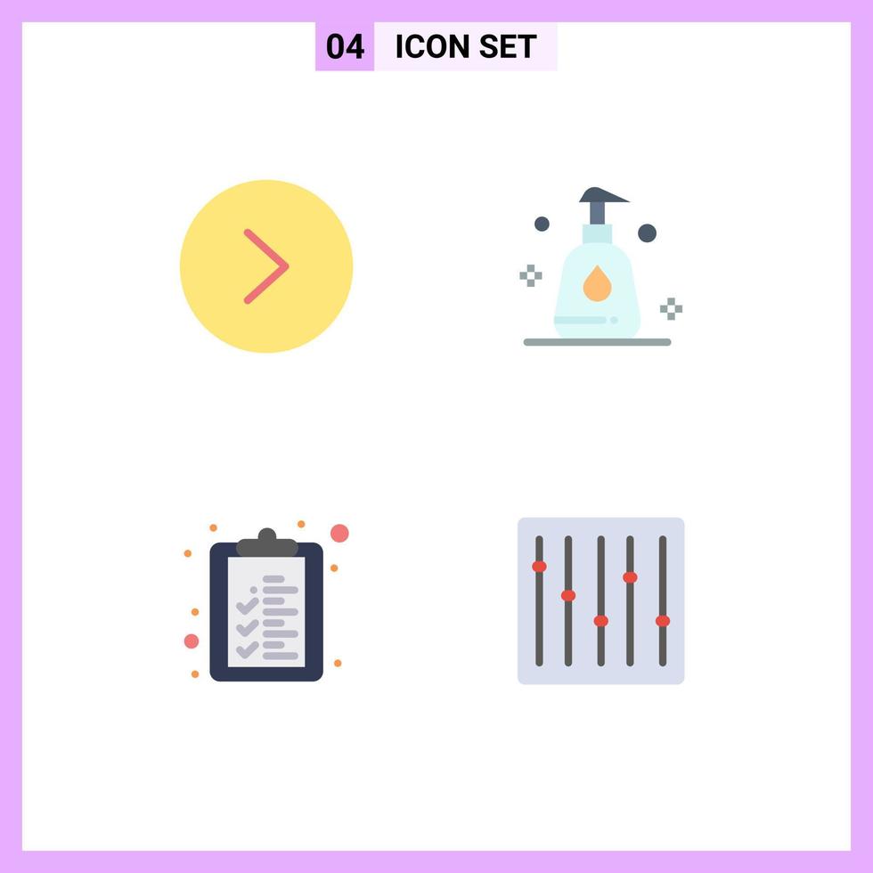 Set of 4 Vector Flat Icons on Grid for arrow controls cleaning check list dj Editable Vector Design Elements