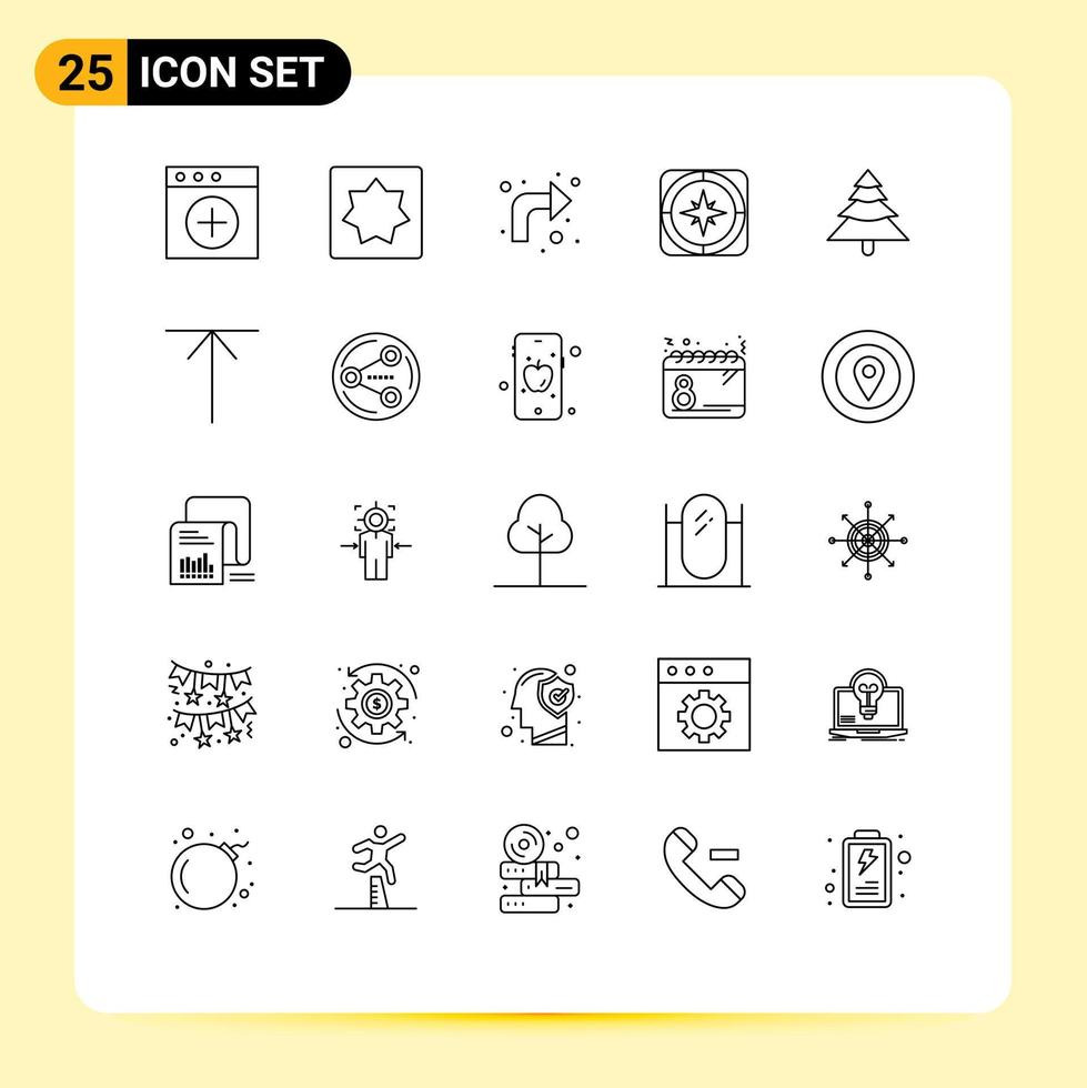 Pictogram Set of 25 Simple Lines of plant travel reload navigation compass Editable Vector Design Elements