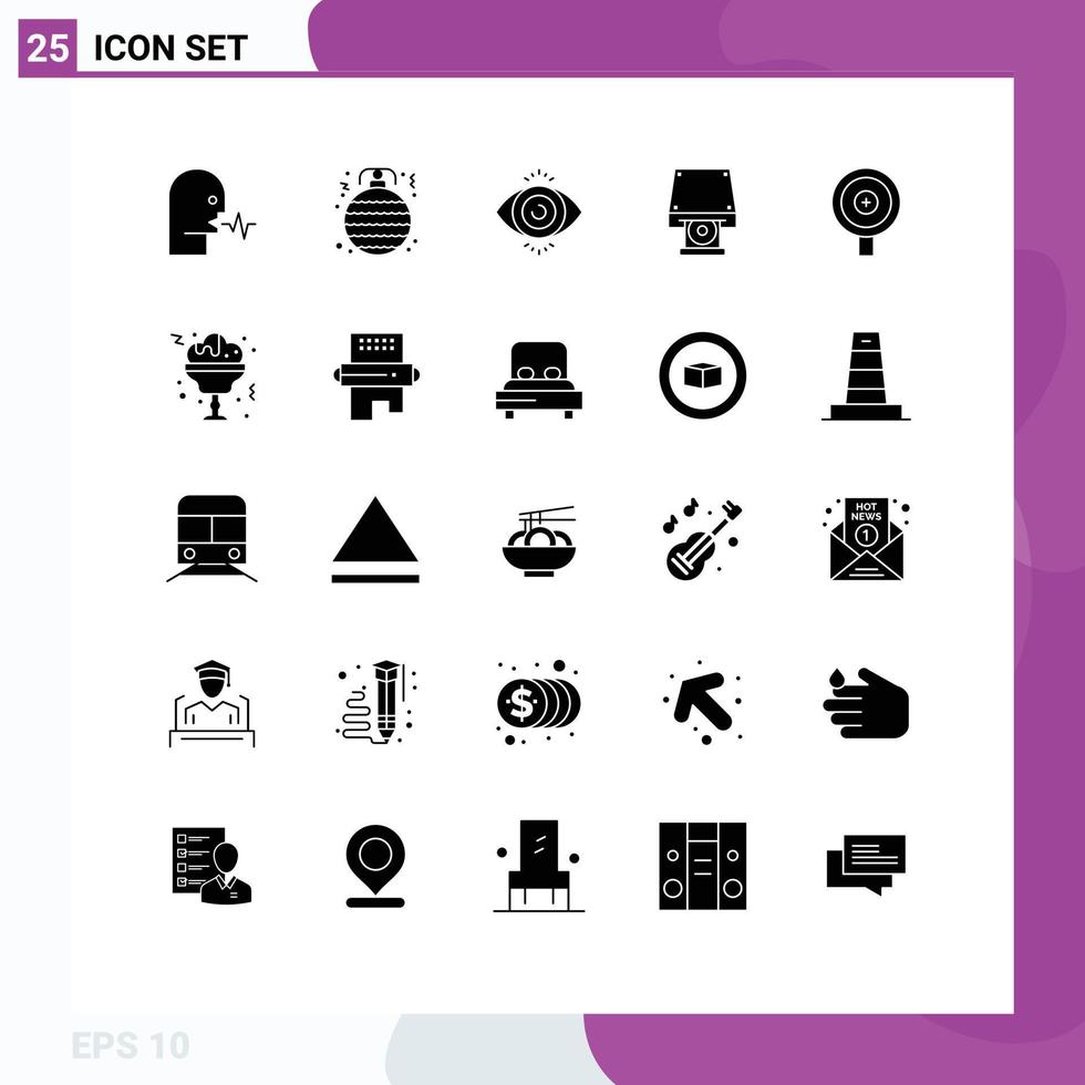 Modern Set of 25 Solid Glyphs and symbols such as finance disk rom ornament data storage dvd Editable Vector Design Elements