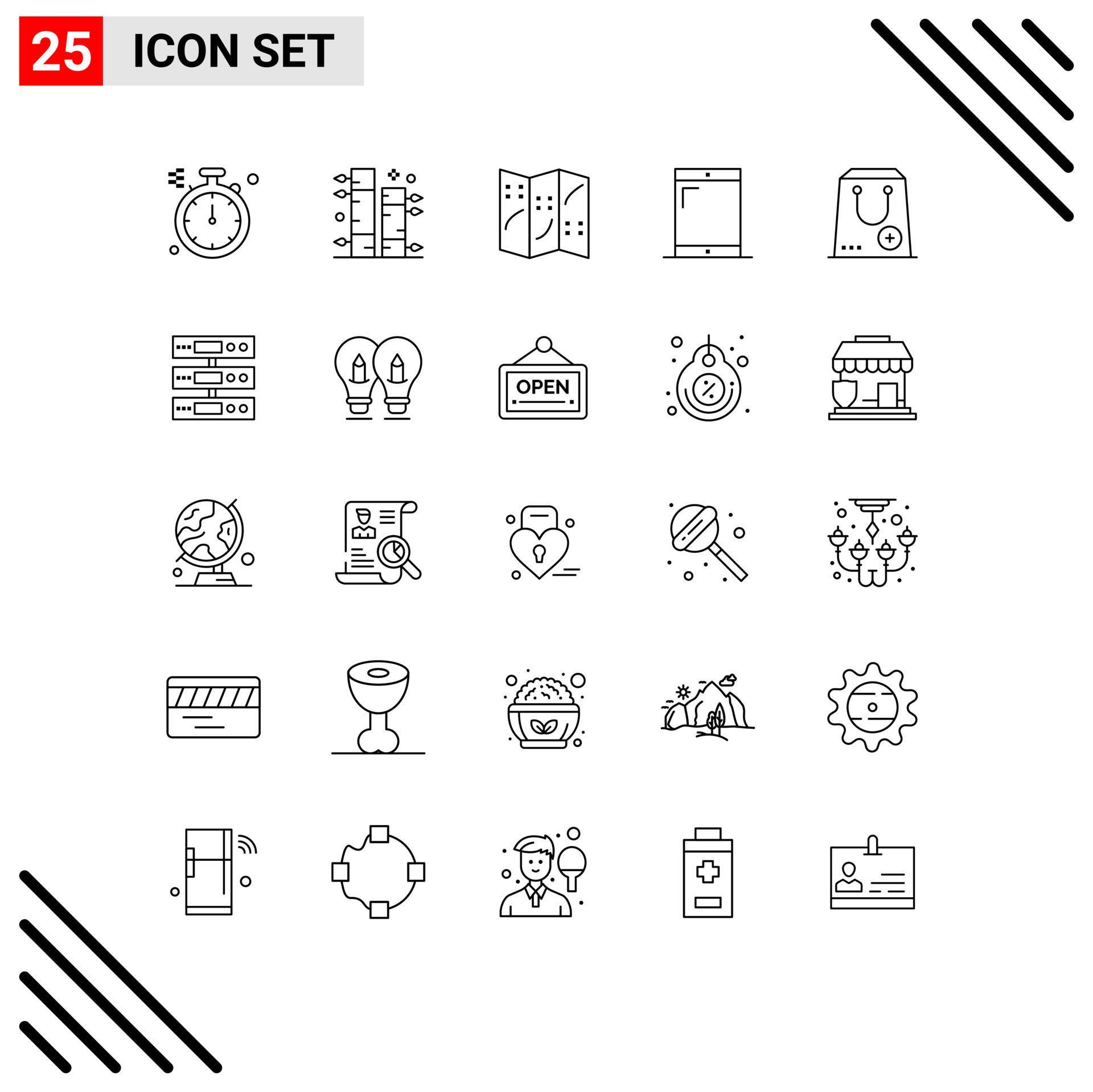 Set of 25 Vector Lines on Grid for package commerce navigation buy phone Editable Vector Design