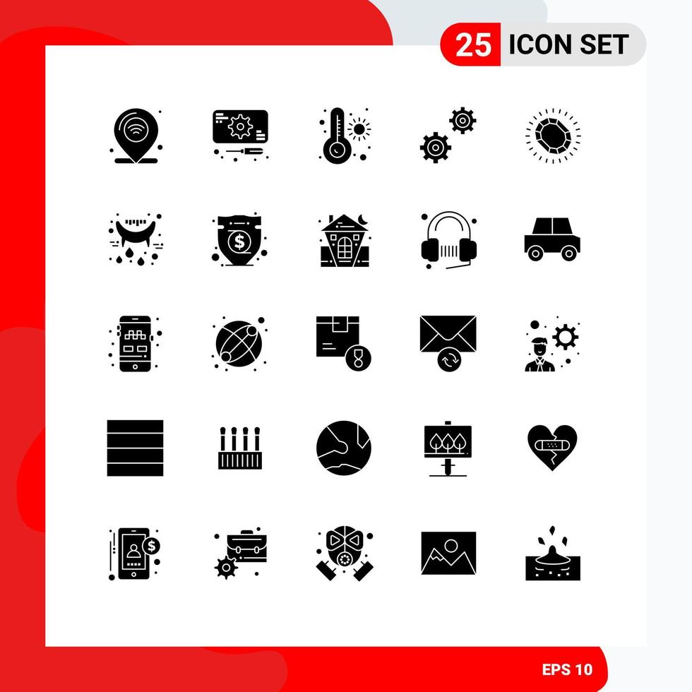 grupo de 25 signos y símbolos de glifos sólidos para opciones de servicio de moda de joyería controla elementos de diseño de vectores editables