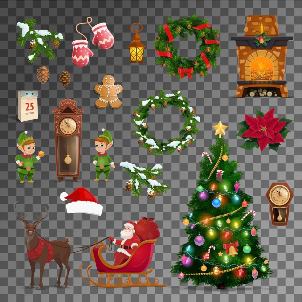 Christmas, New Year holiday vector objects