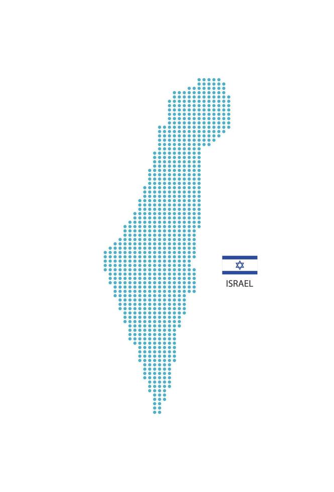 diseño de mapa de israel círculo azul, fondo blanco con bandera de israel. vector