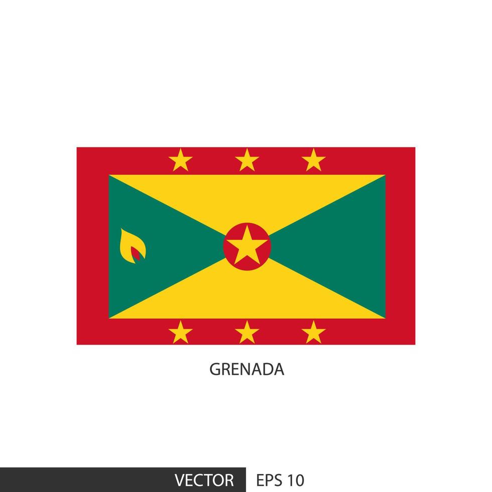 Grenada square flag on white background and specify is vector eps10.