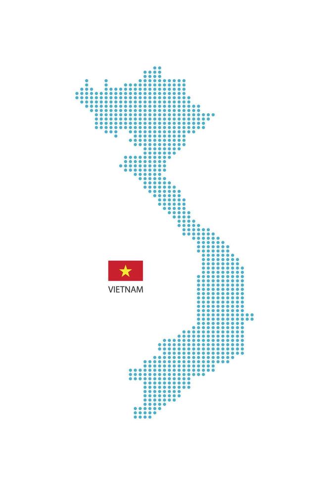 vietnam mapa diseño círculo azul, fondo blanco con bandera de vietnam. vector