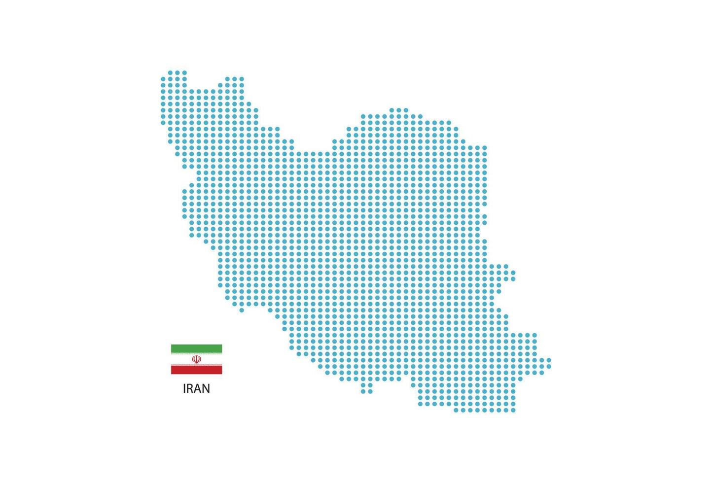 Iran map design blue circle, white background with Iran flag. vector