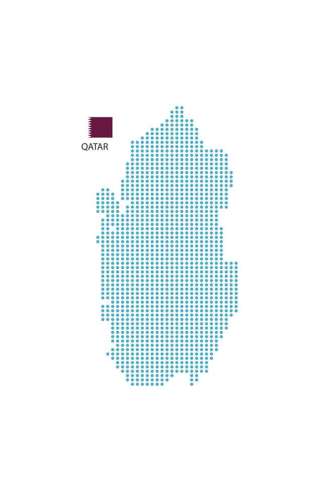 diseño de mapa de qatar círculo azul, fondo blanco con bandera de qatar. vector