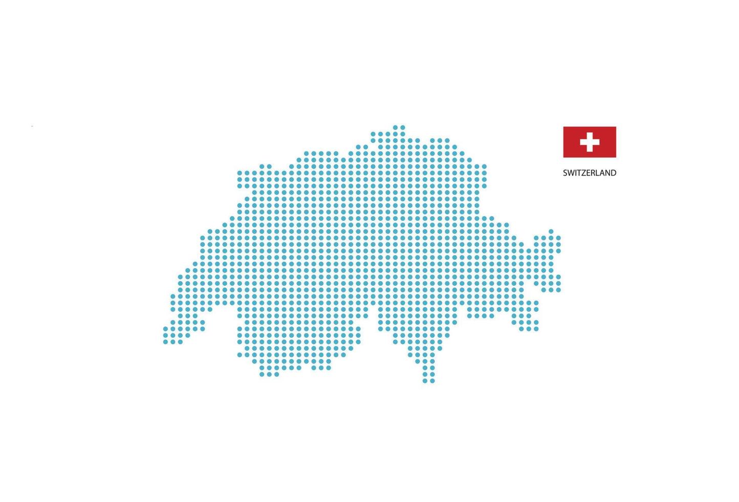 suiza mapa diseño círculo azul, fondo blanco con bandera suiza. vector