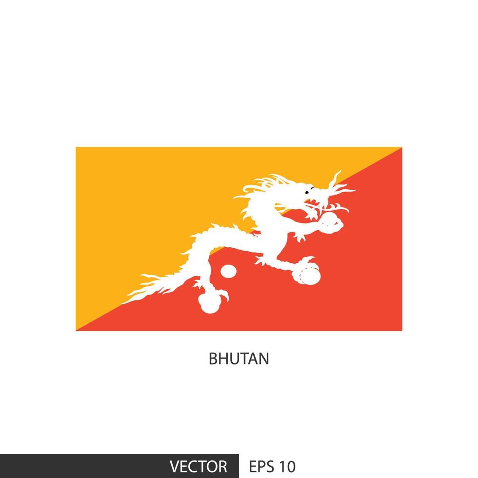 Bandera cuadrada de Bután sobre fondo blanco y especificar es vector eps10.