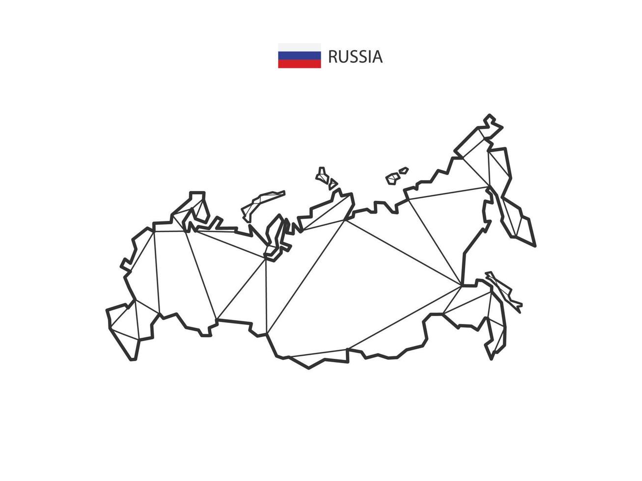 mosaico triángulos mapa estilo de rusia aislado sobre un fondo blanco. diseño abstracto para vectores. vector