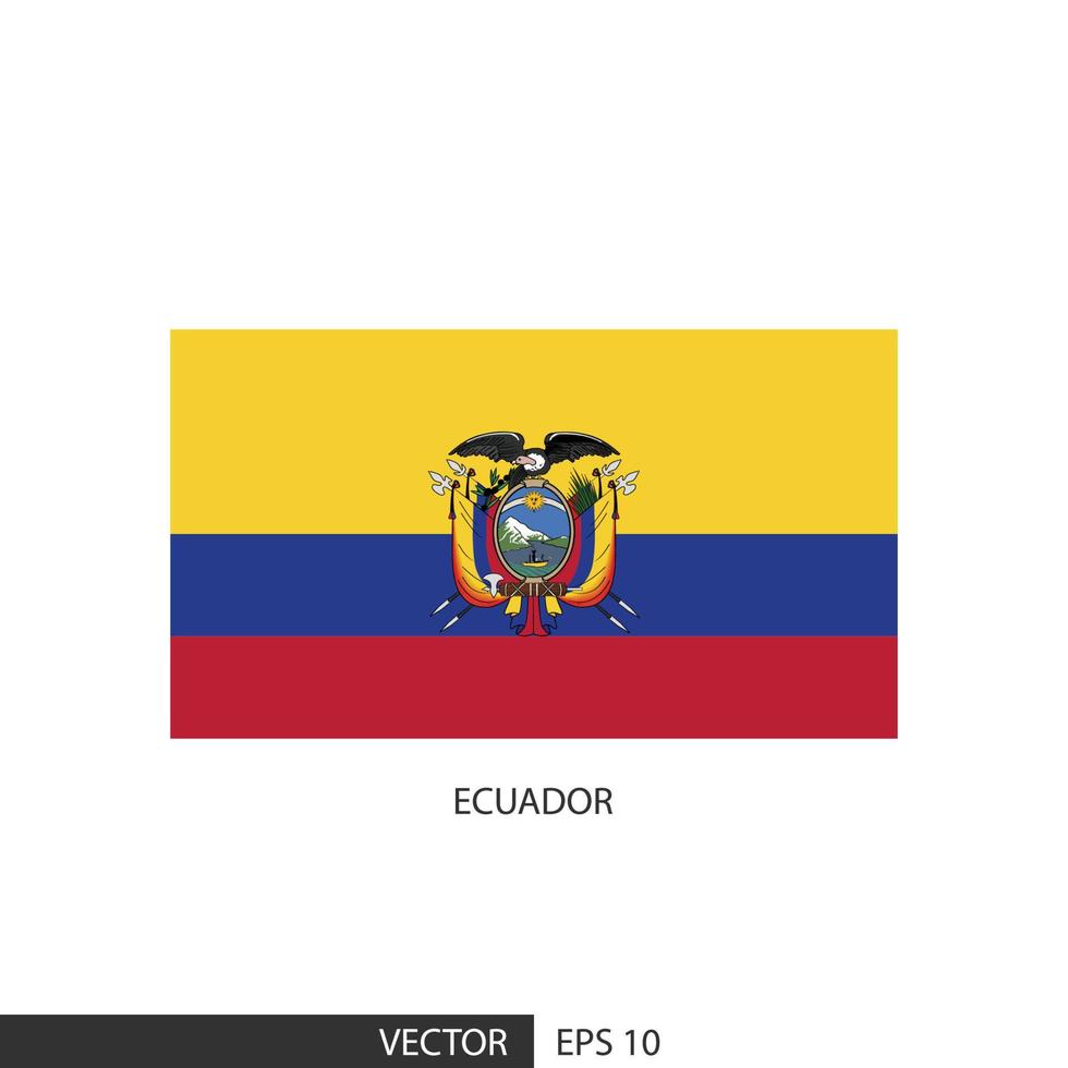 Ecuador square flag on white background and specify is vector eps10.