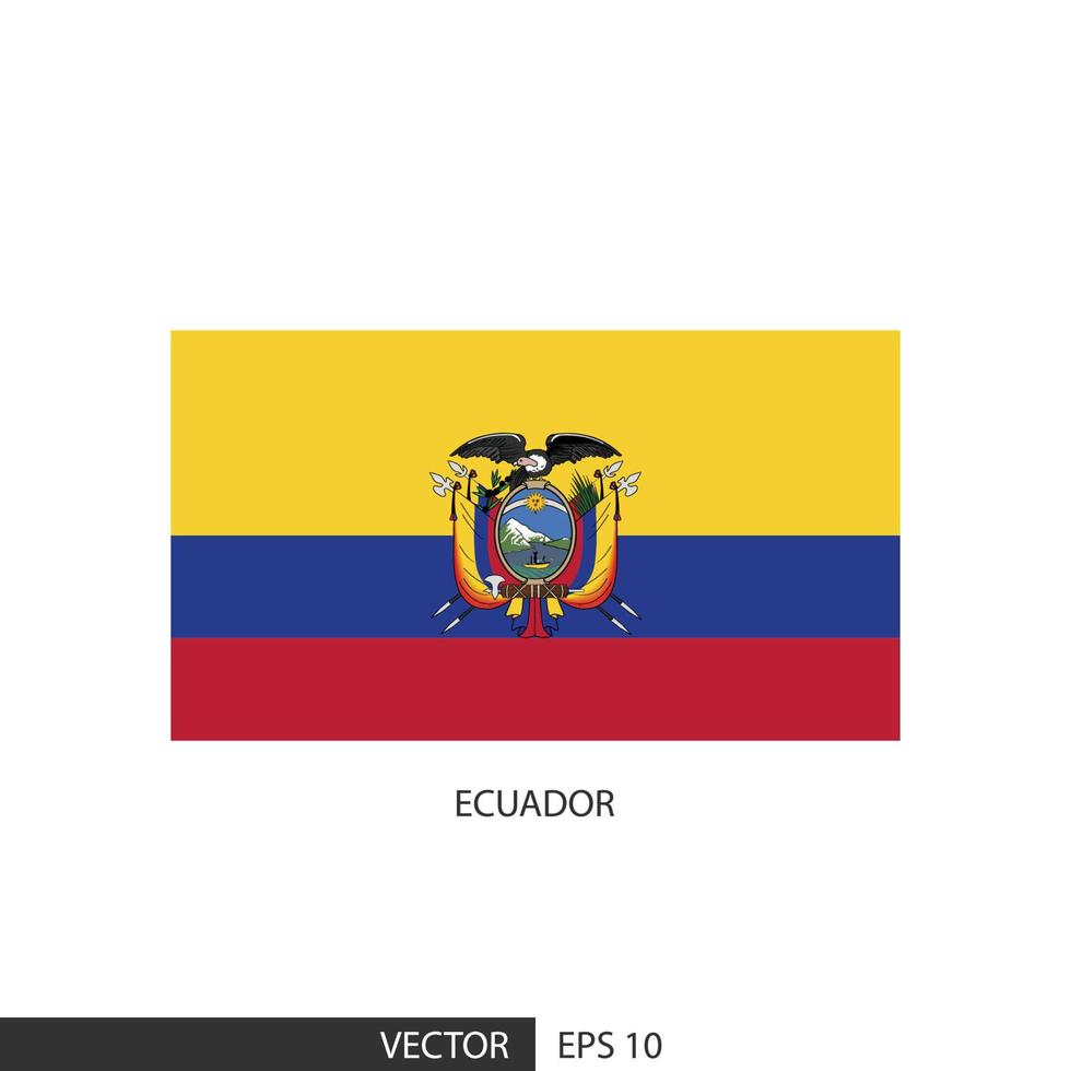 Ecuador square flag on white background and specify is vector eps10.