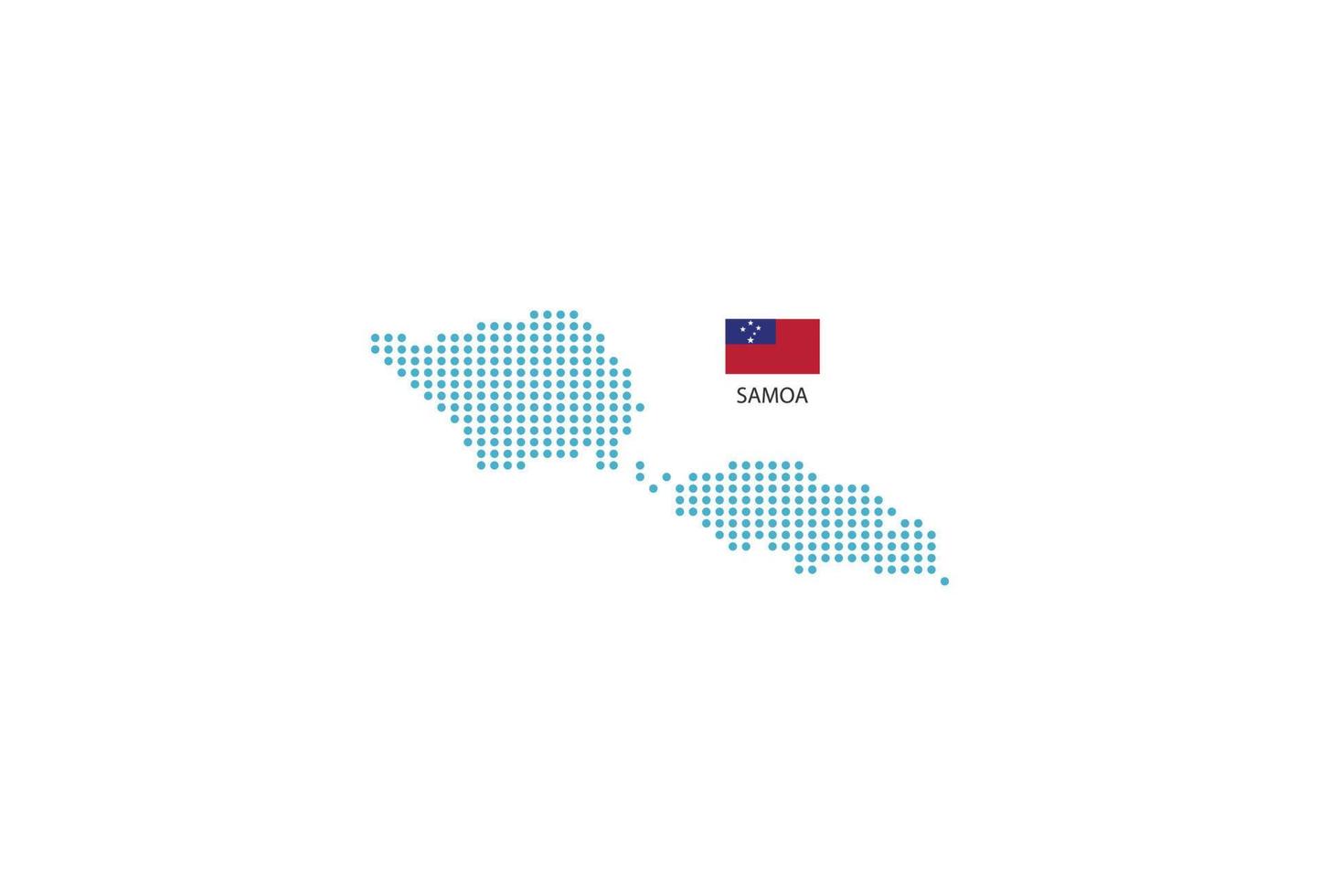 diseño de mapa de samoa círculo azul, fondo blanco con bandera de samoa. vector