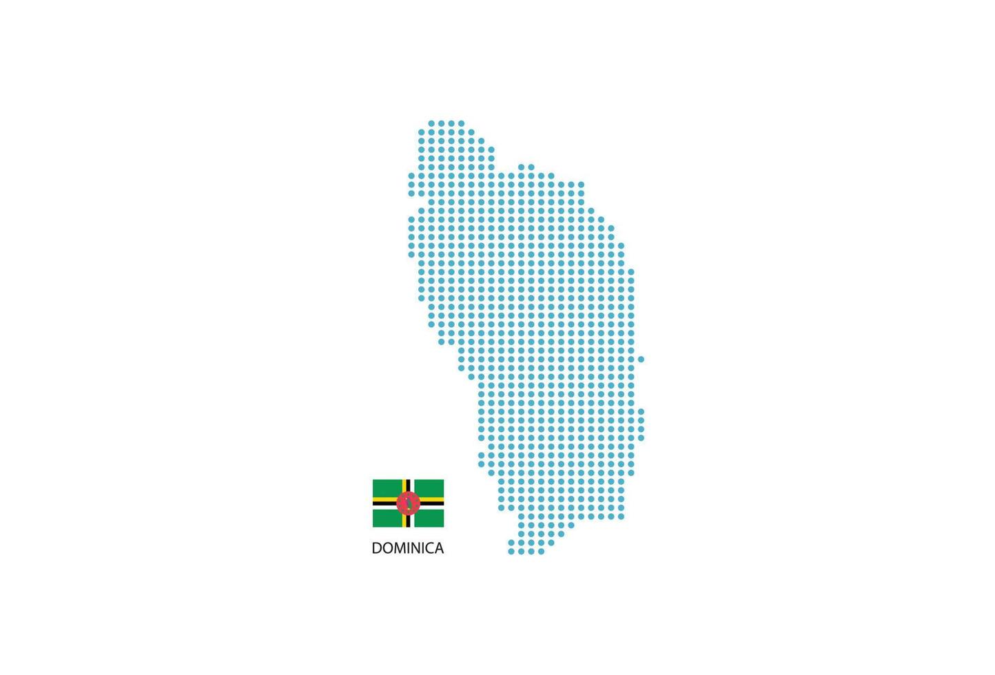 Dominica map design blue circle, white background with Dominica flag. vector