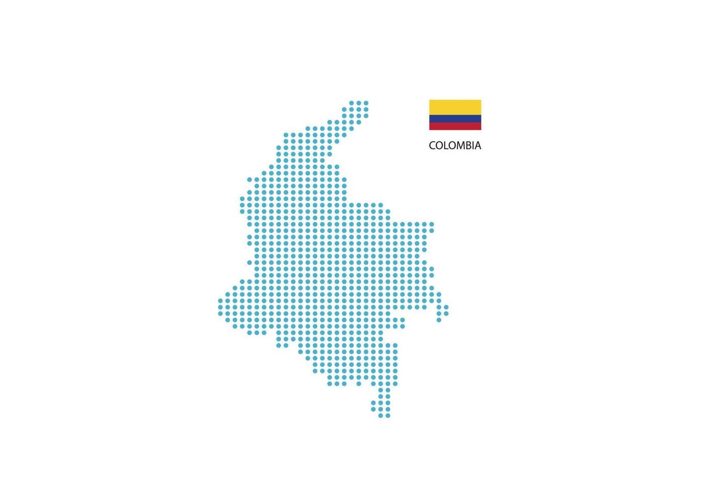 Colombia map design blue circle, white background with Colombia flag. vector