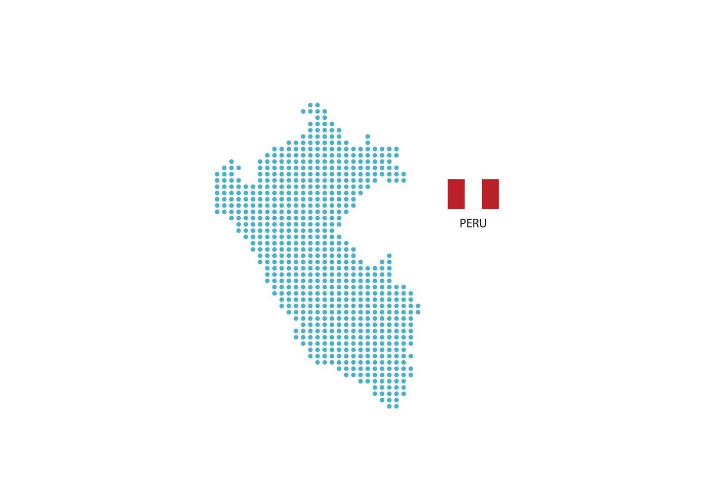 diseño de mapa de perú círculo azul, fondo blanco con bandera de perú. vector