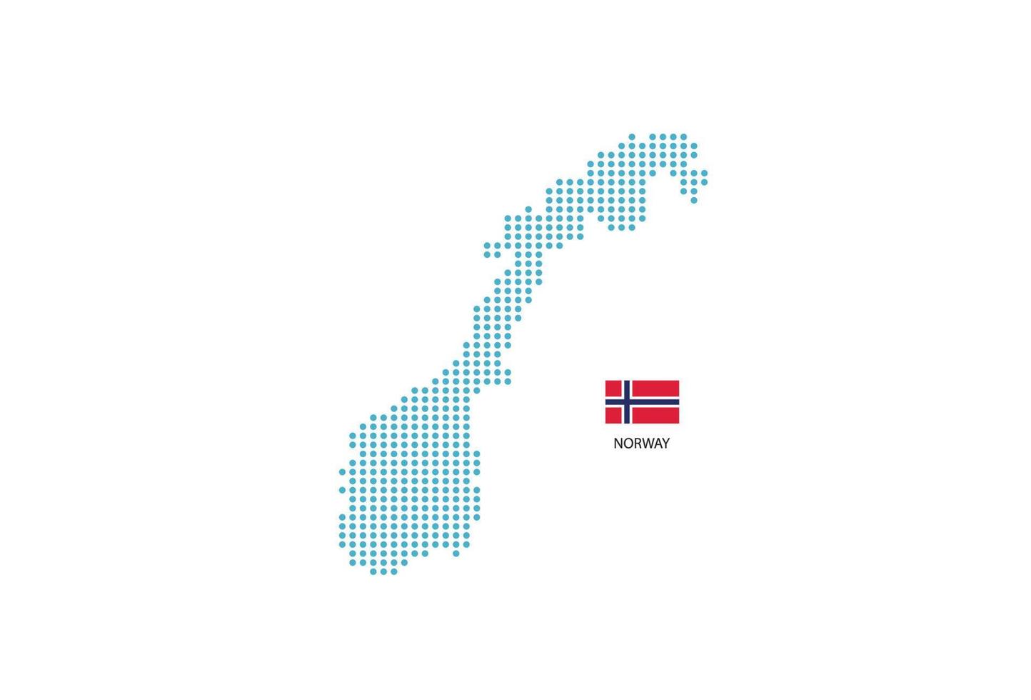 diseño de mapa de noruega círculo azul, fondo blanco con bandera de noruega. vector