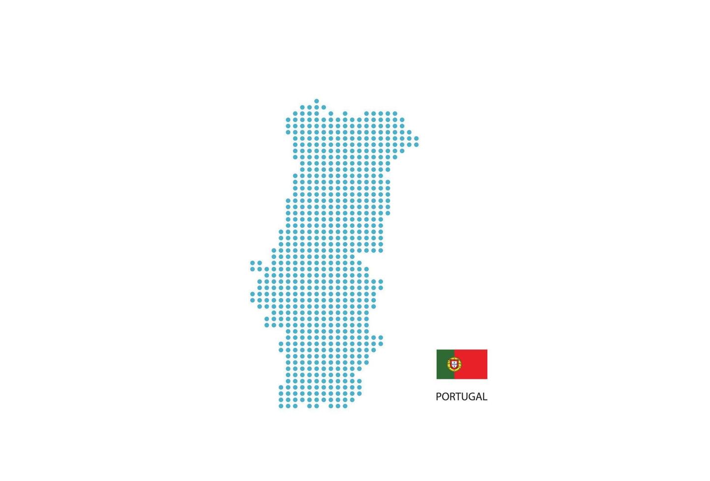 diseño de mapa de portugal círculo azul, fondo blanco con bandera de portugal. vector