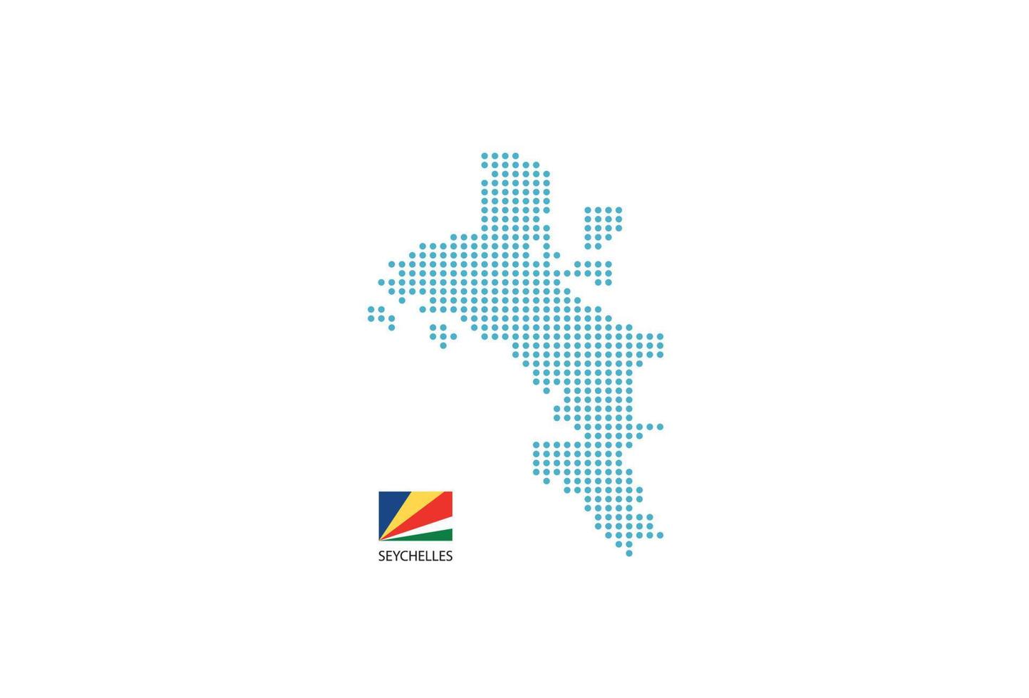 círculo azul de diseño de mapa de seychelles, fondo blanco con bandera de seychelles. vector