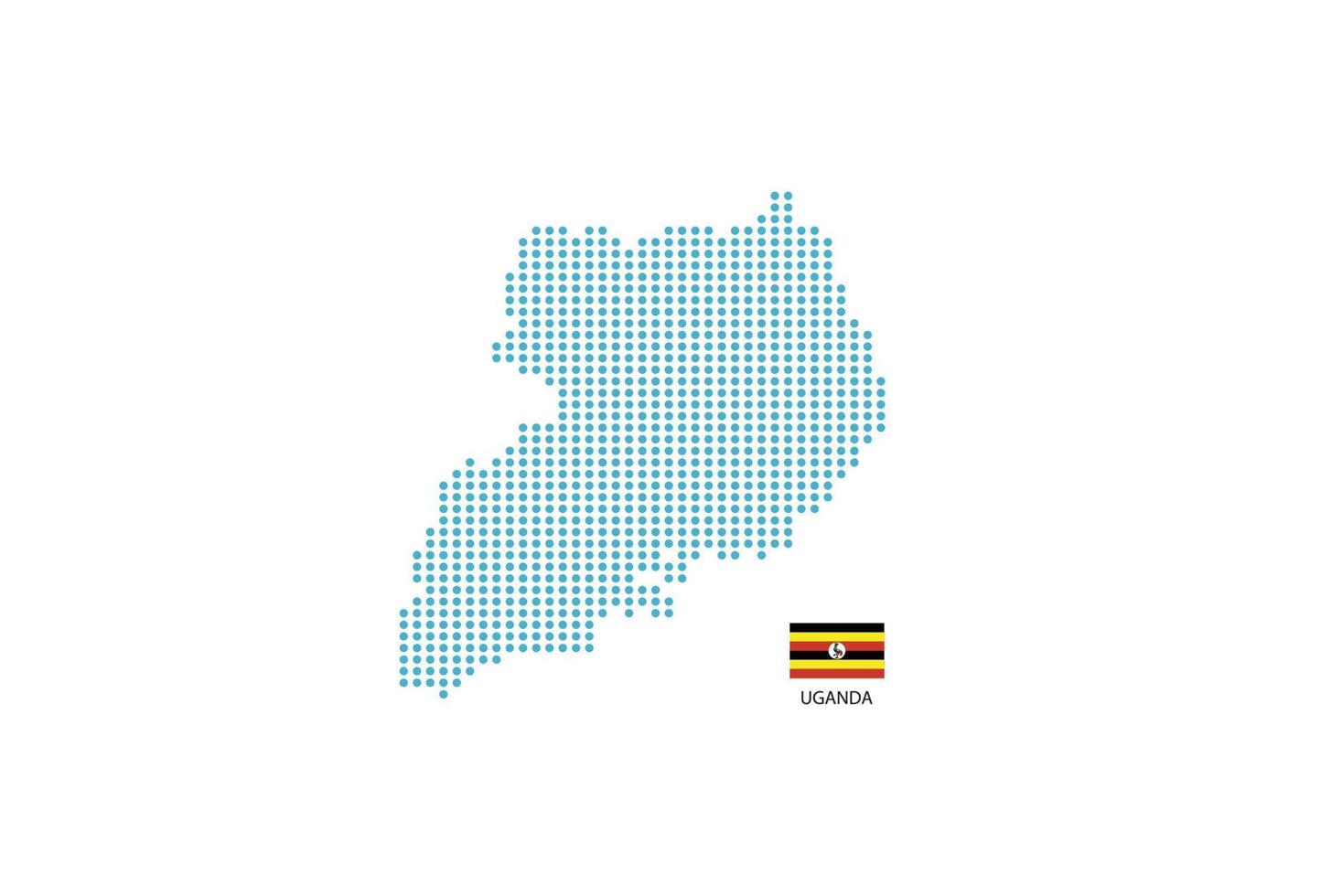 Uganda map design blue circle, white background with Uganda flag. vector