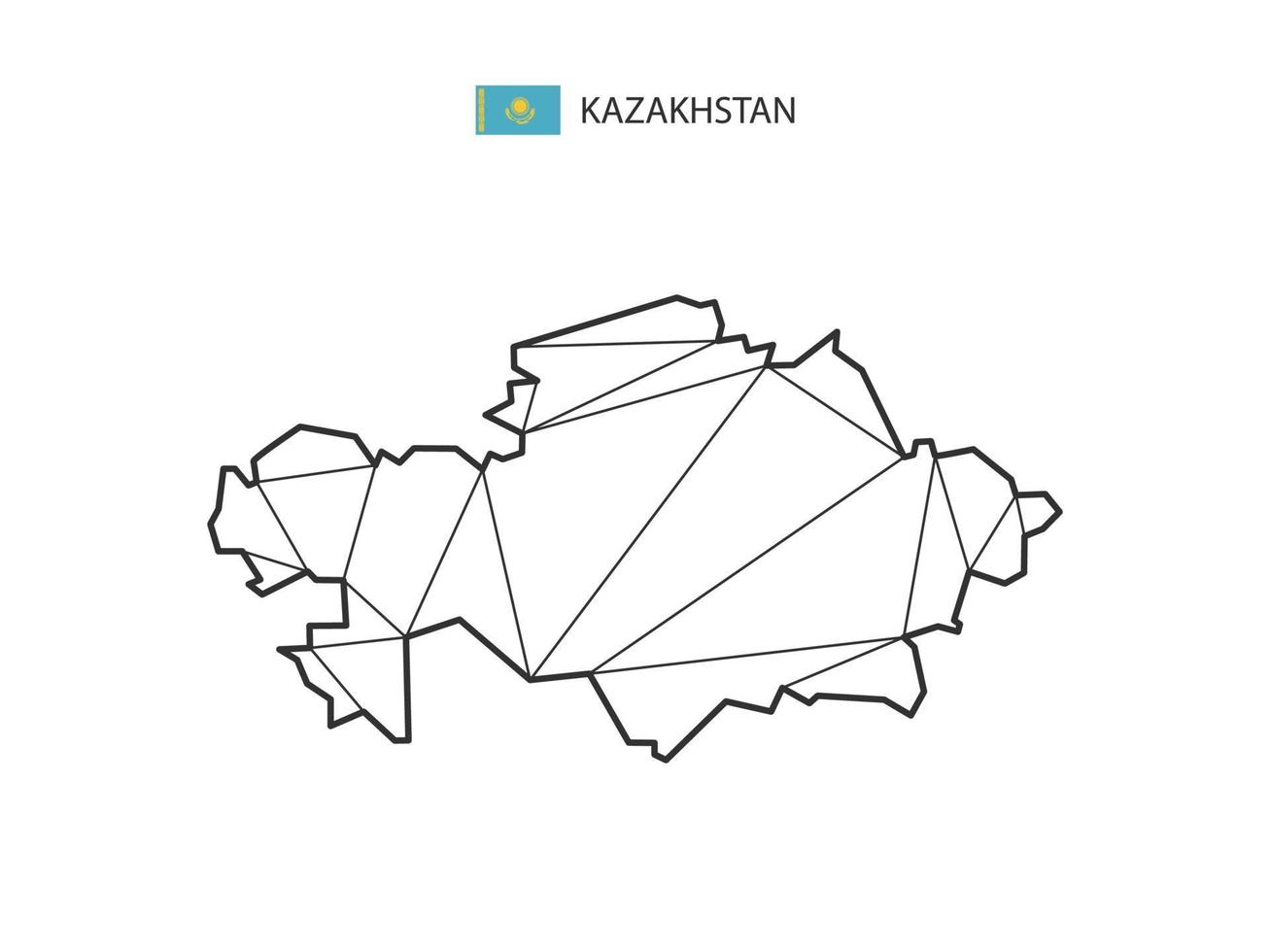 Mosaic triangles map style of Kazakhstan isolated on a white background. Abstract design for vector. vector