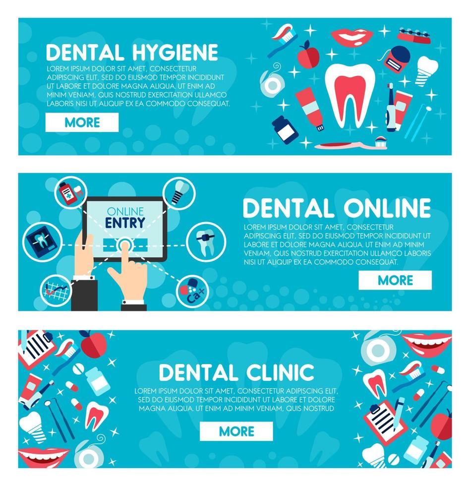 banners vectoriales de medicina dental y odontología vector