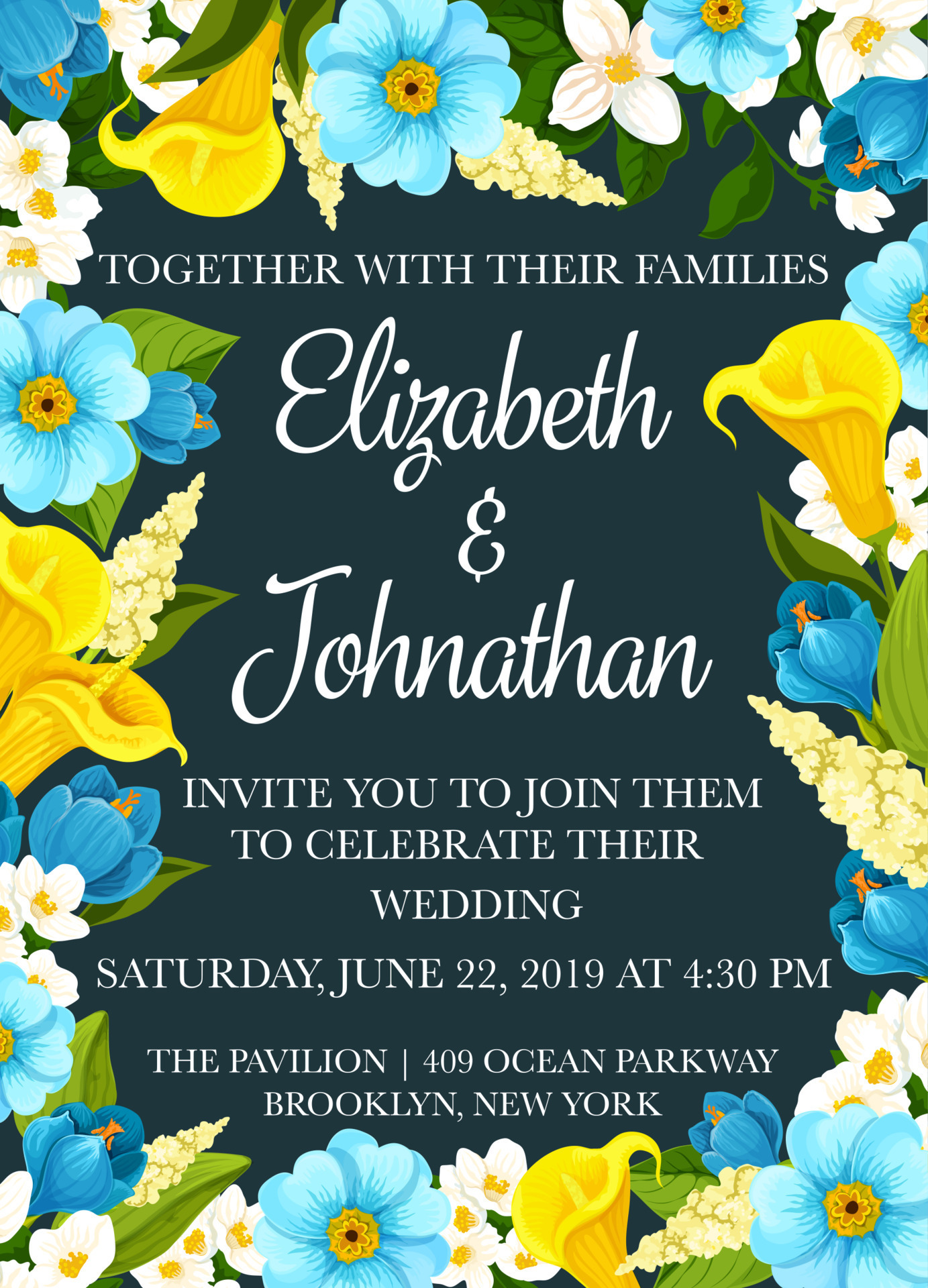 Wedding party invitation banner with flower frame 16142399 Vector Art