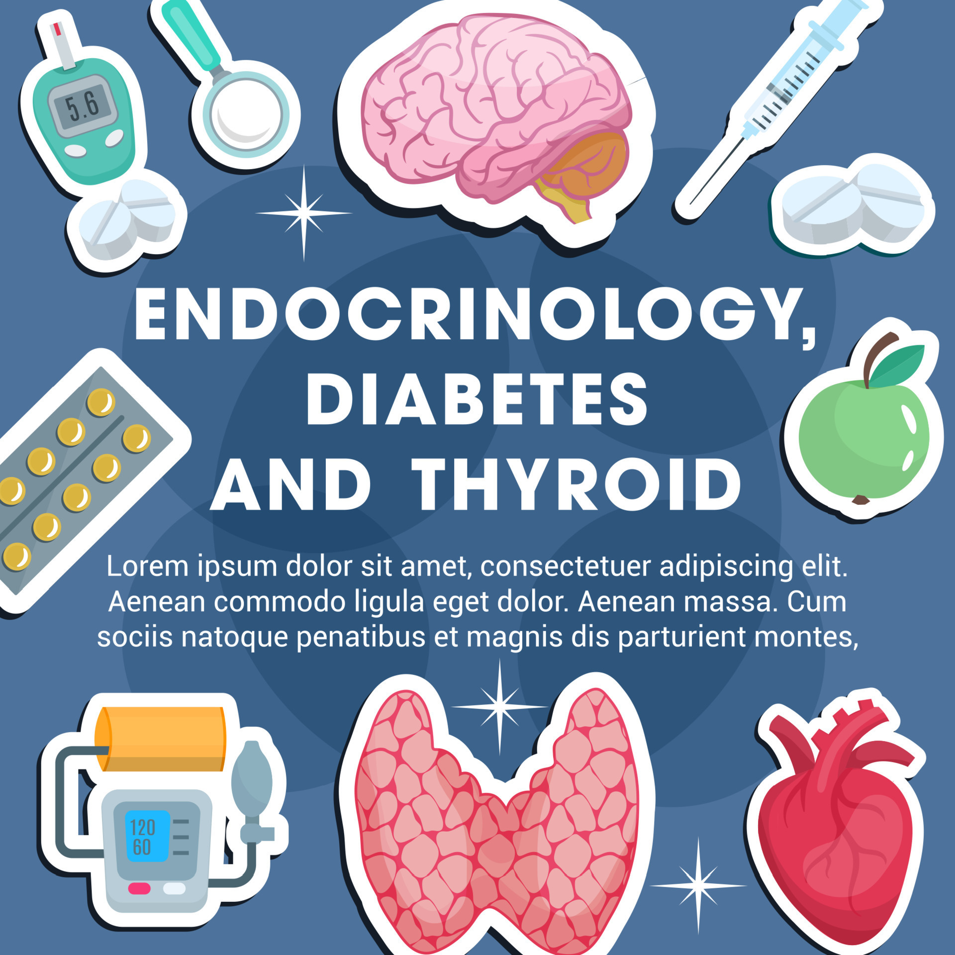Endocrinology medicine poster with medical icon 16142425 Vector Art at
