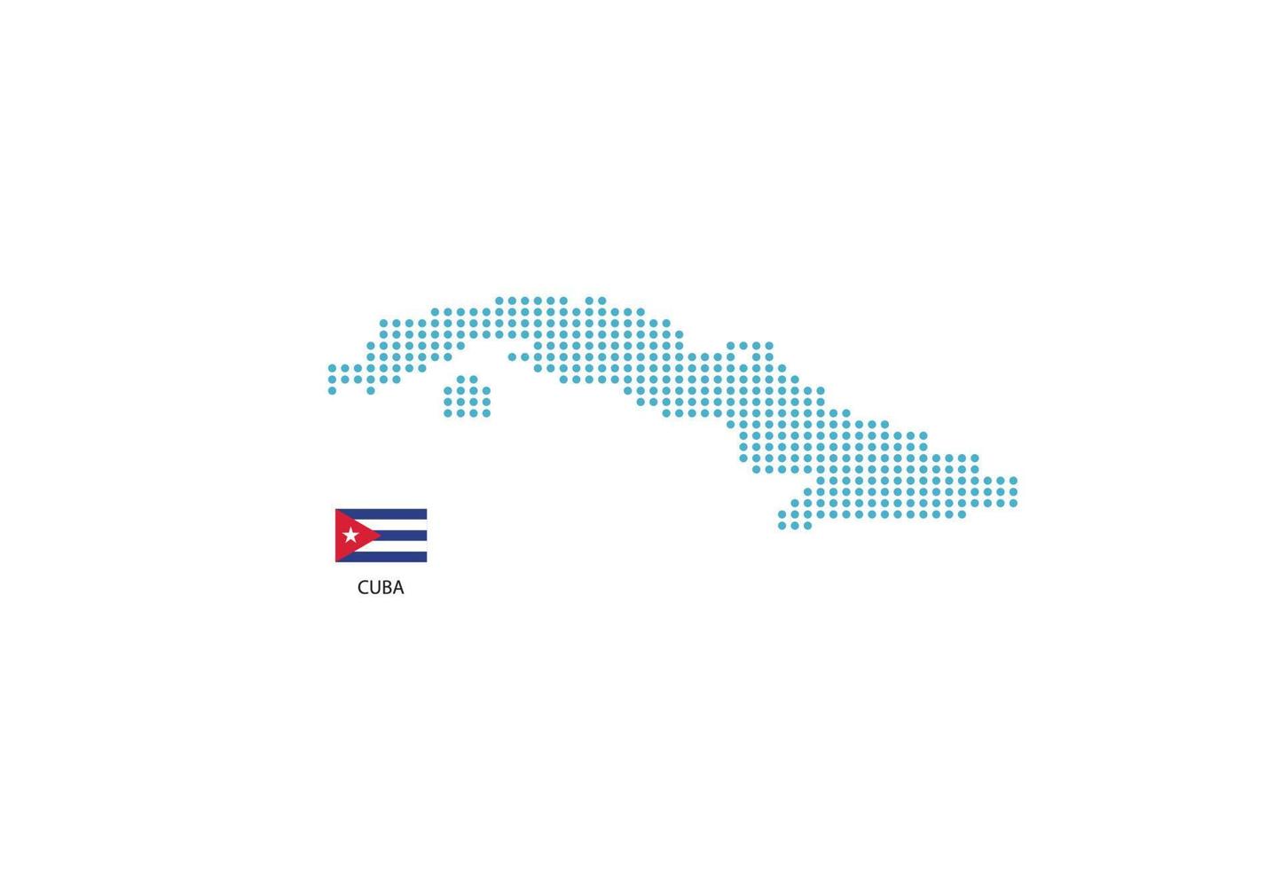 Cuba map design blue circle, white background with Cuba flag. vector