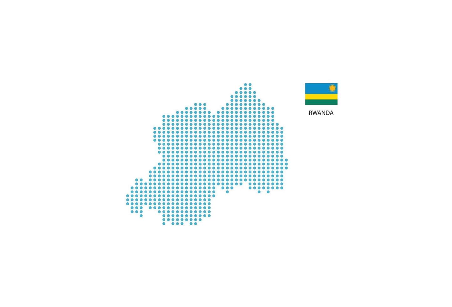 Rwanda map design blue circle, white background with Rwanda flag. vector