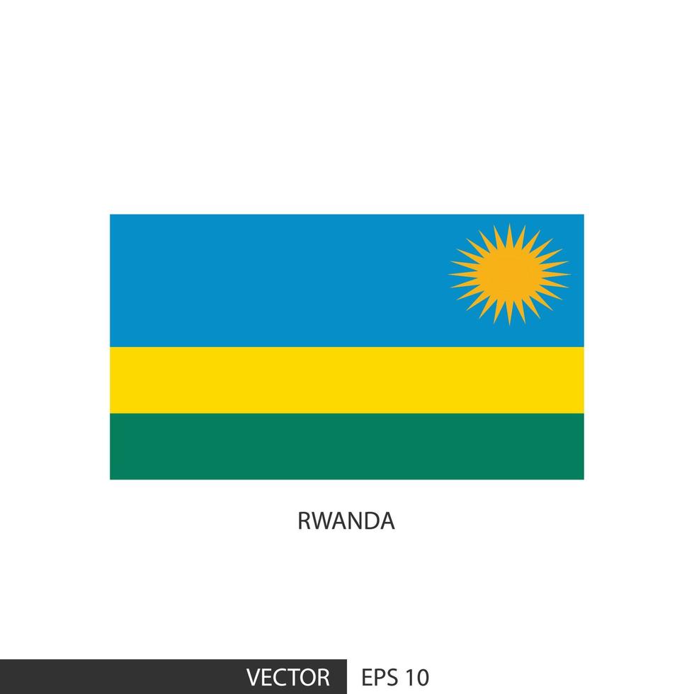 Rwanda square flag on white background and specify is vector eps10.