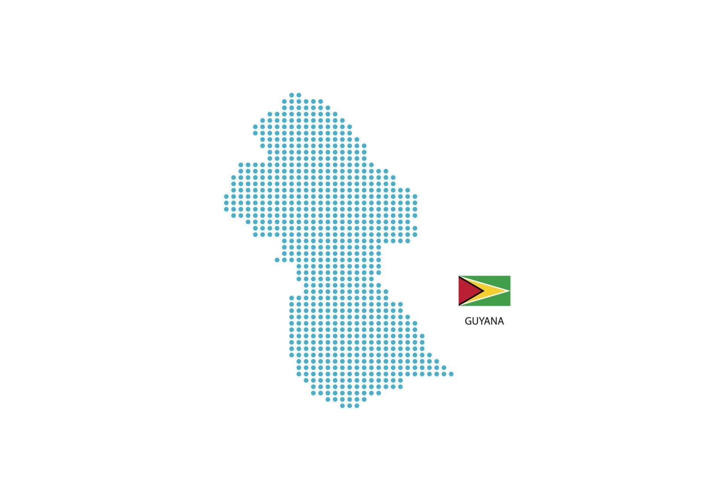 Guyana map design blue circle, white background with Guyana flag. vector