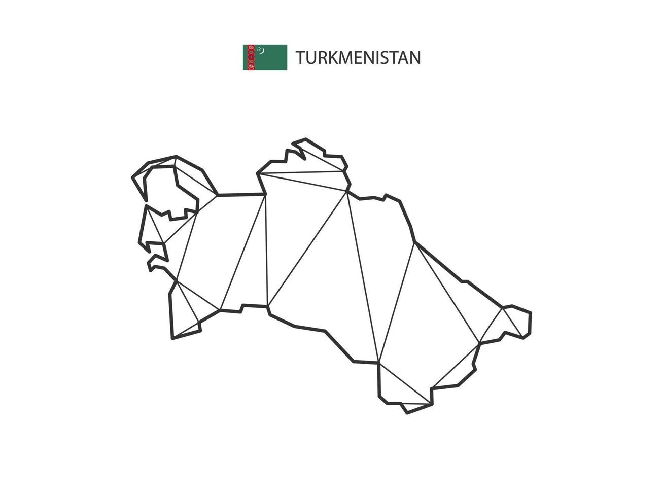 estilo de mapa de triángulos de mosaico de turkmenistán aislado en un fondo blanco. diseño abstracto para vectores. vector