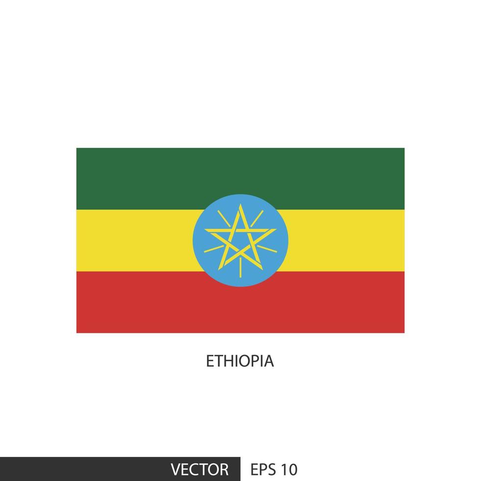 Ethiopia square flag on white background and specify is vector eps10.