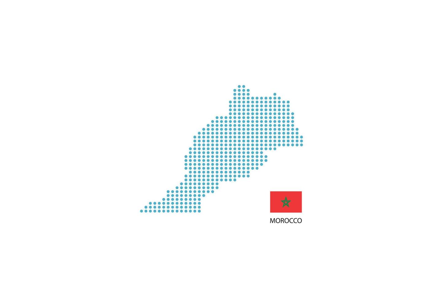 diseño de mapa de marruecos círculo azul, fondo blanco con bandera de marruecos. vector