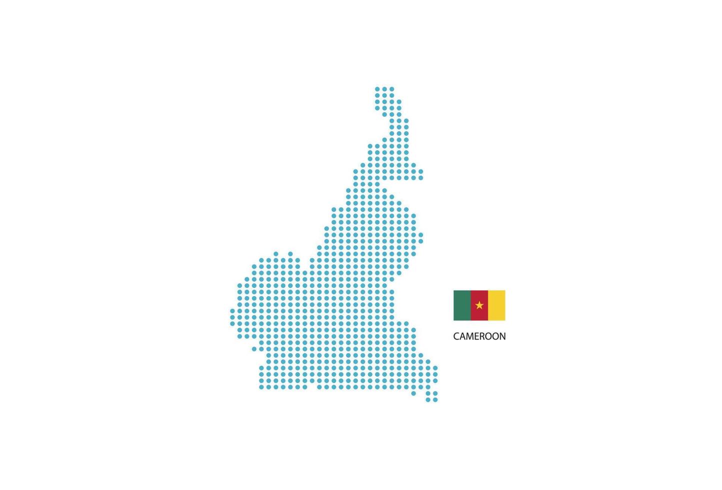 Cameroon map design blue circle, white background with Cameroon flag. vector