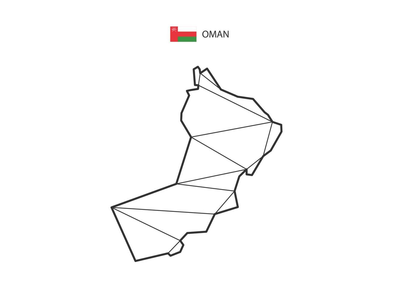 Mosaic triangles map style of Oman isolated on a white background. Abstract design for vector. vector