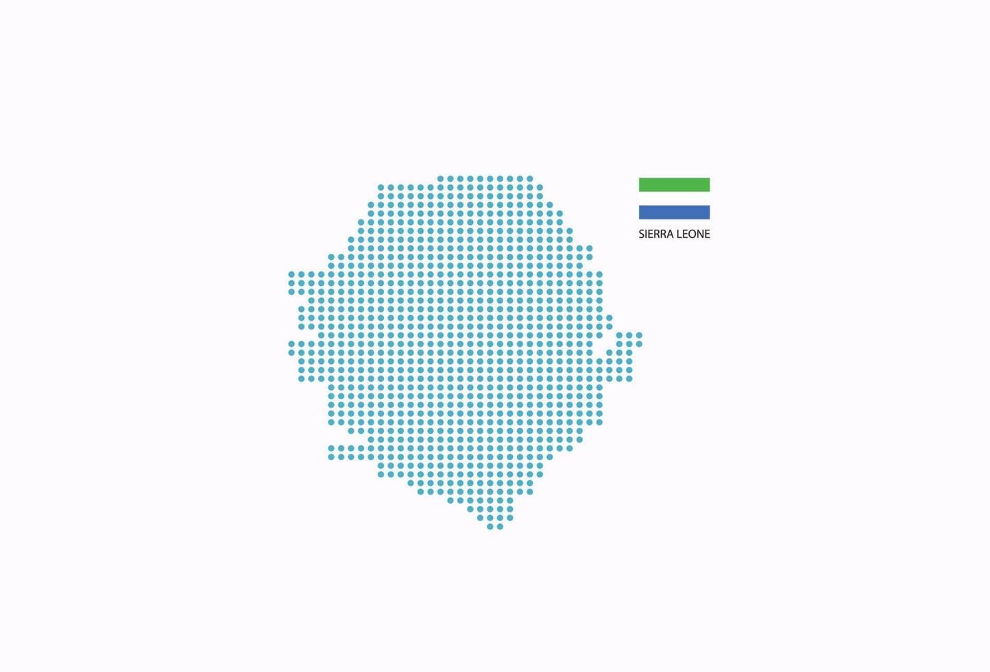 diseño de mapa de sierra leona círculo azul, fondo blanco con bandera de sierra leona. vector