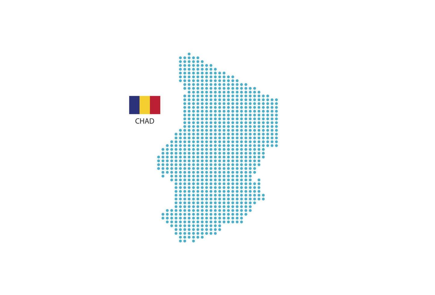 Chad map design blue circle, white background with Chad flag. vector