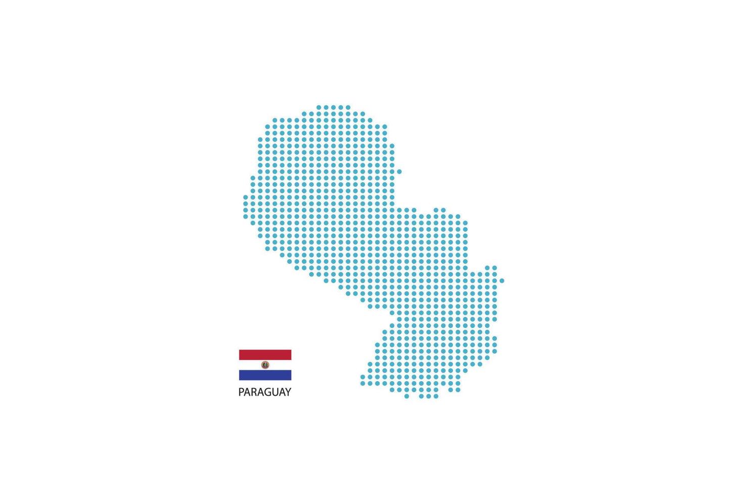 Paraguay map design blue circle, white background with Paraguay flag. vector
