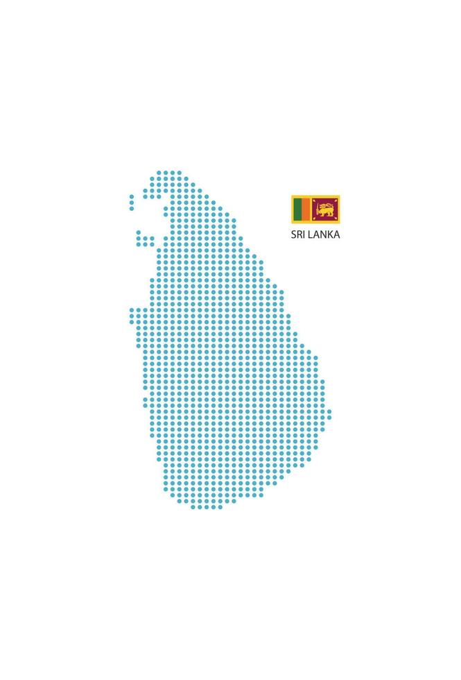 Sri Lanka map design blue circle, white background with Sri Lanka flag. vector