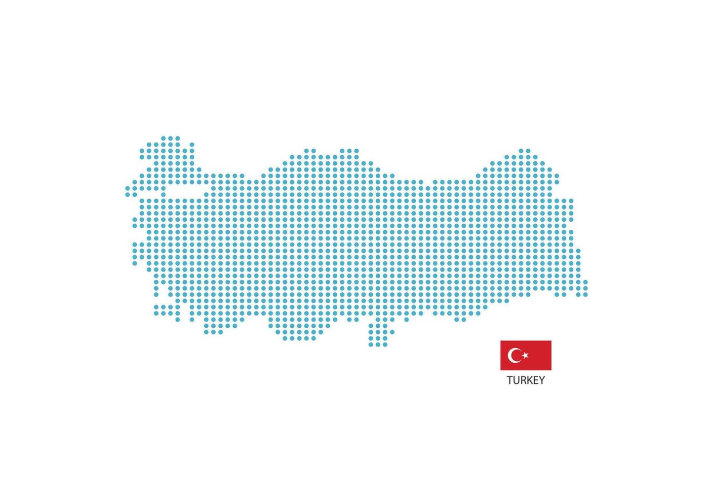 diseño de mapa de turquía círculo azul, fondo blanco con bandera de turquía. vector