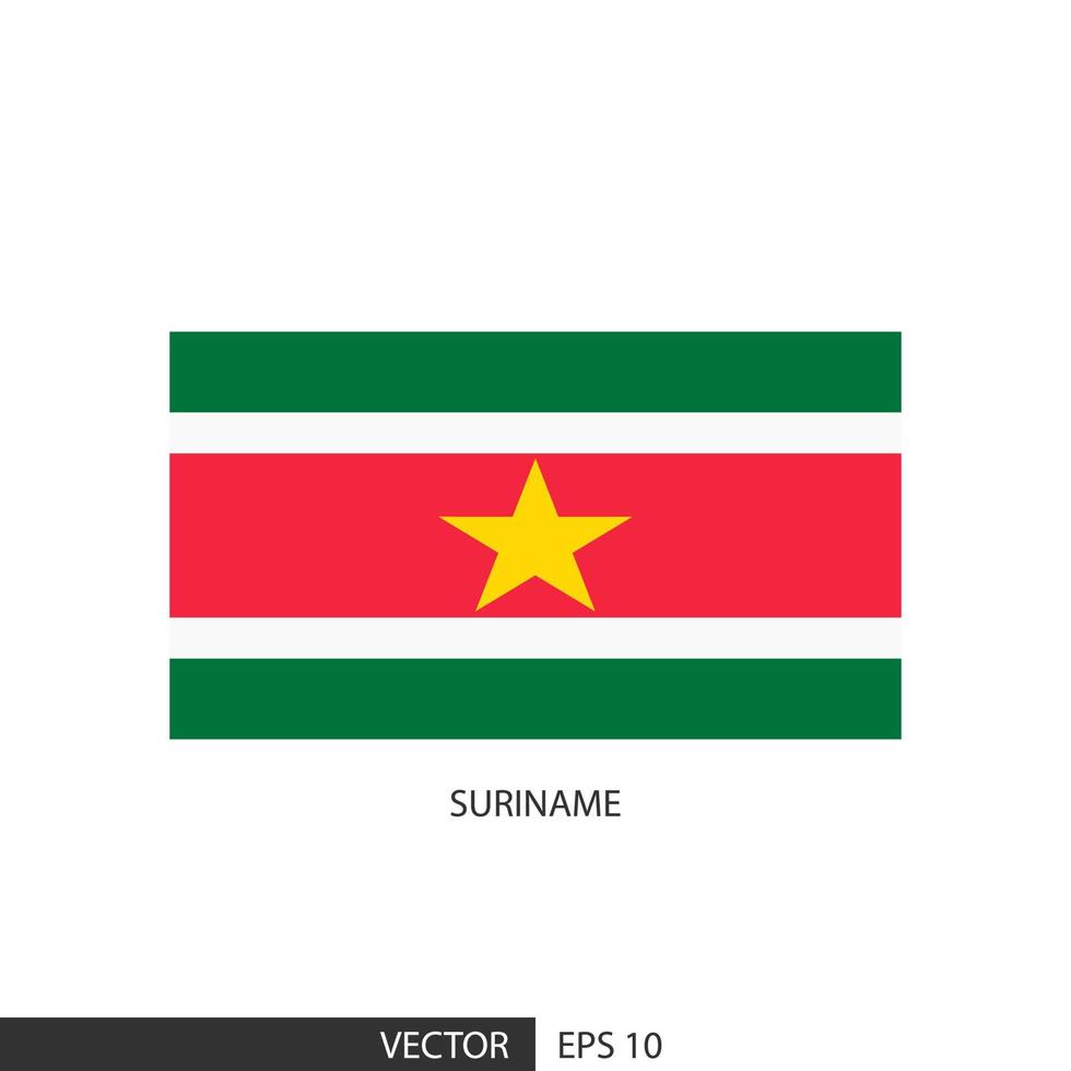 Suriname square flag on white background and specify is vector eps10.