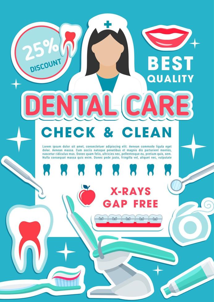 cartel de promoción de oferta de descuento de clínica dental vector