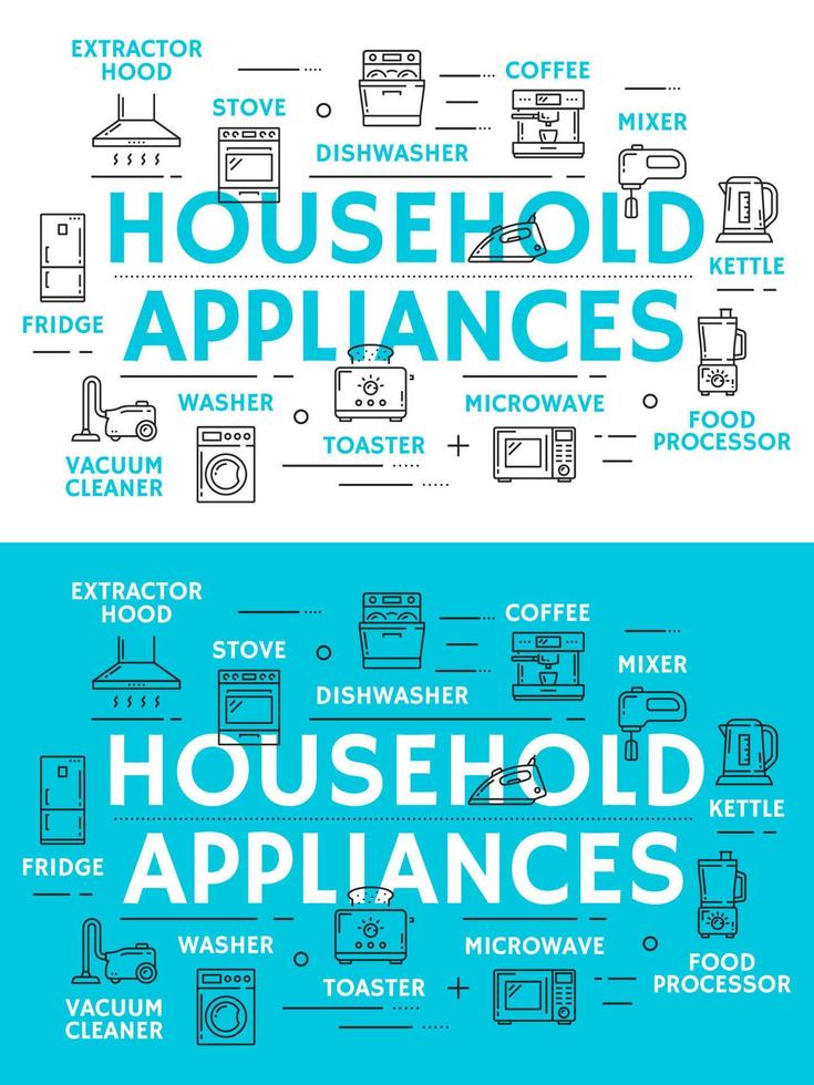 Home appliances and household equipment banner vector