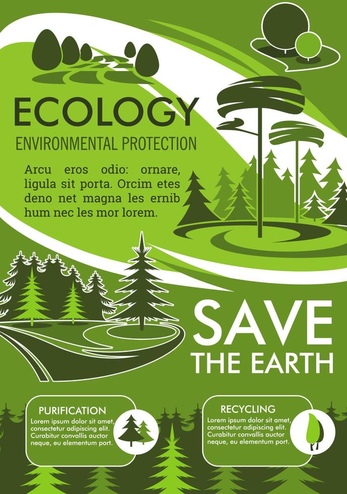 Ecology protection banner for Save Earth design vector