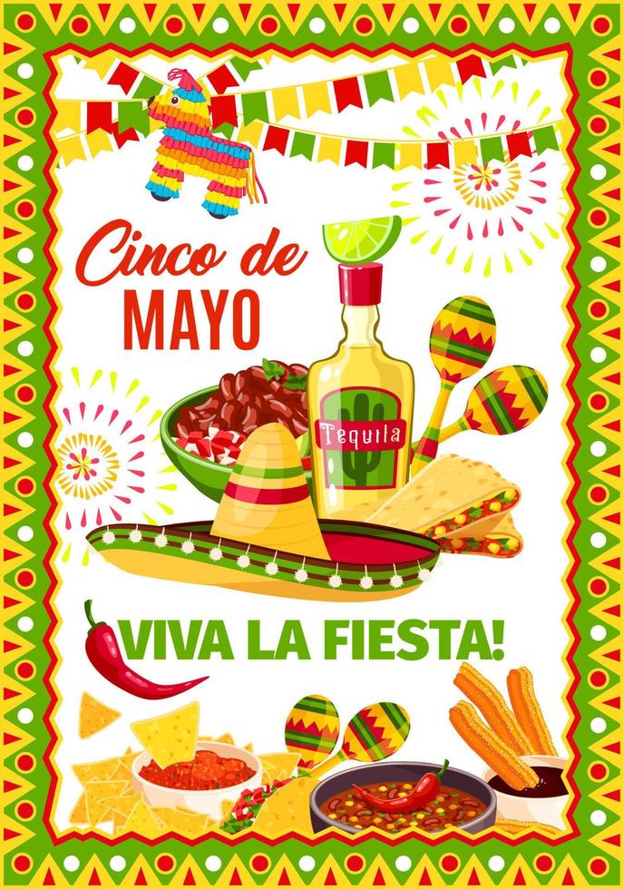 tarjeta de felicitación de fiesta mexicana vector cinco de mayo