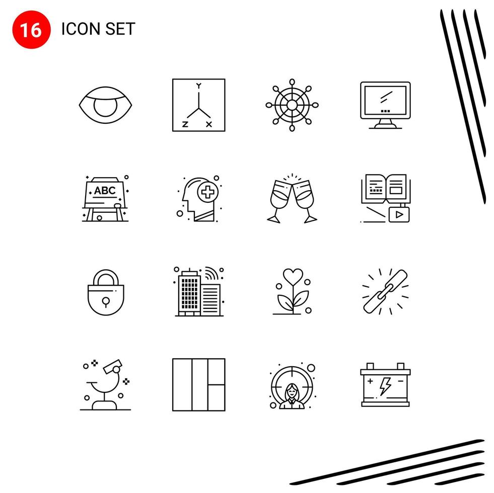 16 Creative Icons Modern Signs and Symbols of formula board marine pc device Editable Vector Design Elements