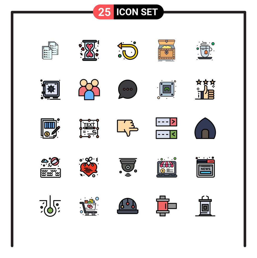 Stock Vector Icon Pack of 25 Line Signs and Symbols for reward chest heart box repeat Editable Vector Design Elements